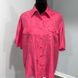 Vintage 1990s silk short sleeve blouse shirt pink women’s size large